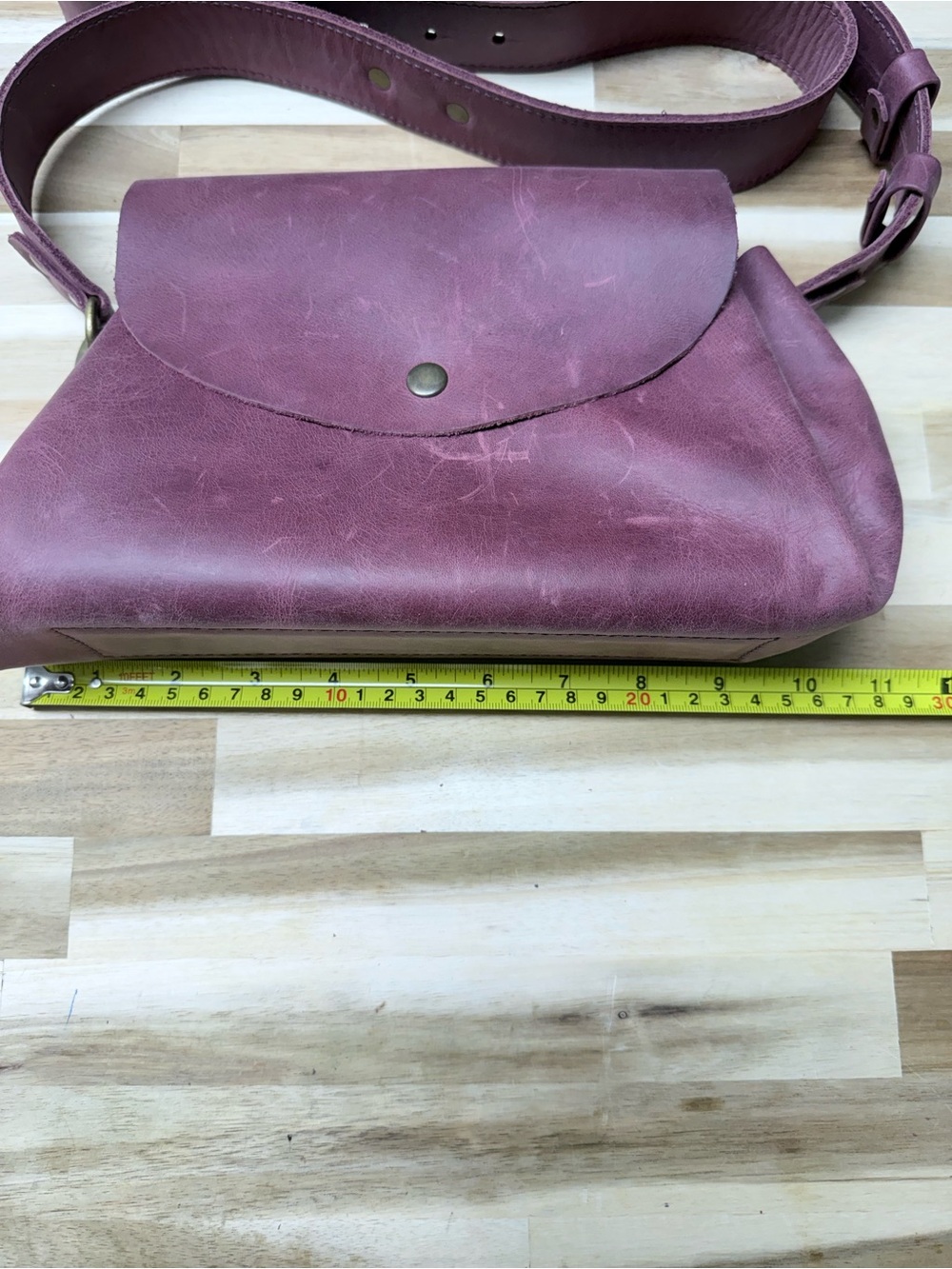 Women’s Leather Crossbody Bag in Plum - Picture 12 of 14